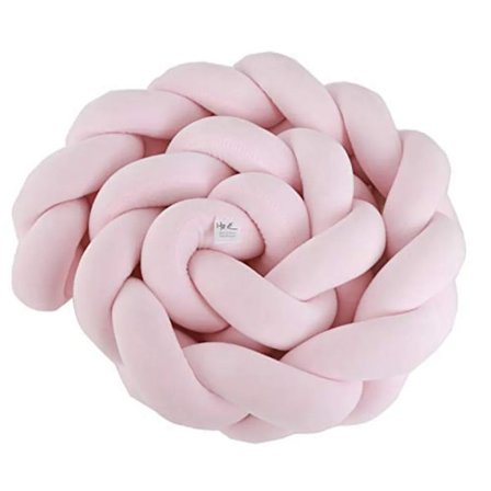 Sängkantsskydd i flätad bomull, 200 cm, rosa