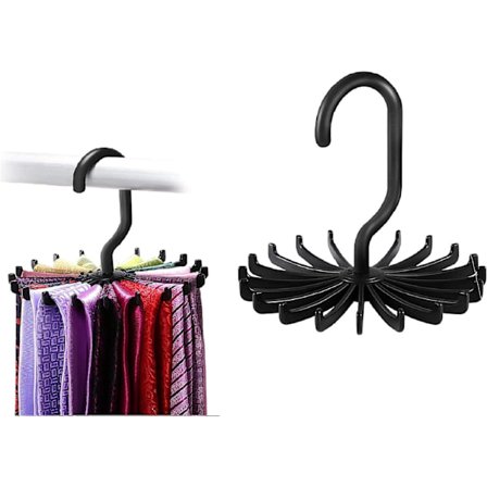 Roterende slips og belteholder krok for skaporganisator lagring, multifunksjonell justerbar organisator for slips, belter, 2-pakning