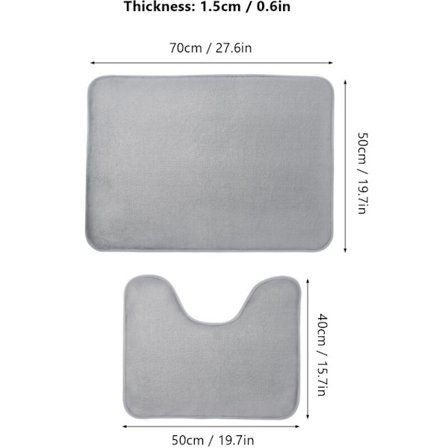 2 kpl muistivaahto wc-matto erittäin pehmeä muotoiltu imukykyinen suorakulmainen U-muotoinen wc-matto 40x50cm 50x70cm