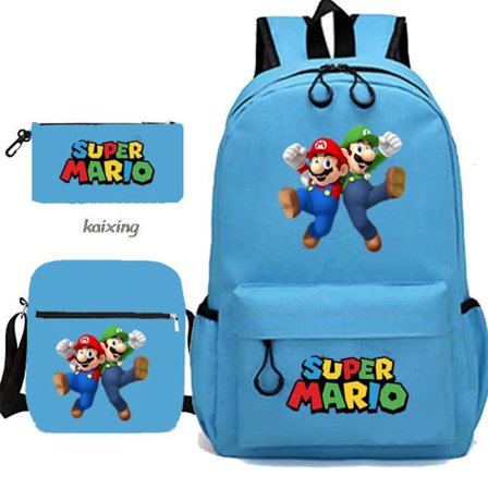 Super Mario 3 stk./sæt Børnerygsæk Drenge Skoletaske Tilbage til Skole Gave