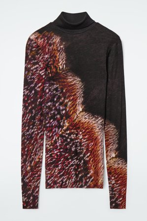 COS Women's Merino Wool Turtleneck Top in Brown