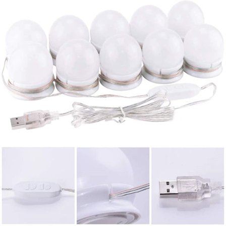 Spegelljus 10 Hollywood-lampor Dimbar LED-ljusset Bathroom