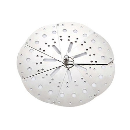 Justerbart låg i rustfrit stål til kogegrej, anti-overløbsbeskyttelse med dampstativ