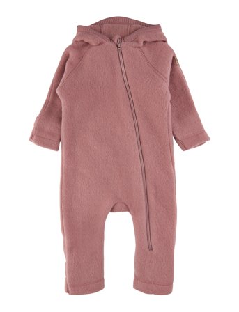 Wool Baby Suit W Ears Pink Mikk-line