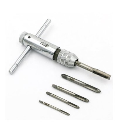 Käsin kierrettävät hanat, säädettävä hanaan avain, T-kahva hanaan pidin avain 5 kpl M3 M4 M5 M6 M8 metrinen kierrehana