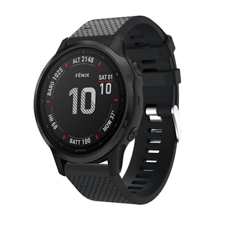 Silikoniranneke Garmin Fenix 6S Pro Musta