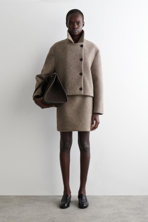 COS Femme Mini-Jupe En Laine Bouillie Mélangée in Beige