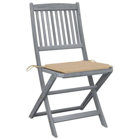 Vidaxl Hopfällbara Trädgårdsstolar Med Dynor 6 St Massivt Akacia Beige