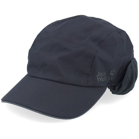 Jack Wolfskin - Černá earflap Kšiltovka - Winter Cap Black 5-panel Earflap @ Hatstore