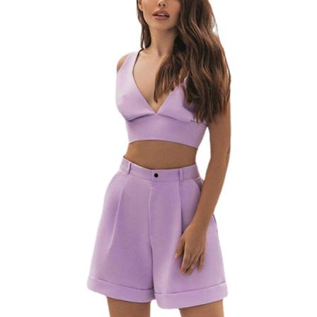 Ladies Lace Up Loungewear Hög Midja Tvådelad Outfit