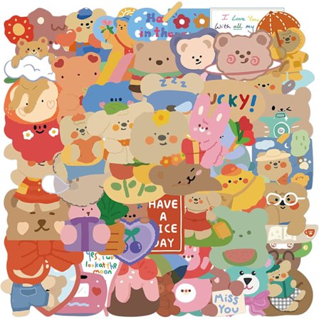 50 stk. små bjørneklistremerbærbar bil skrapelogg telefon skateboard sykkel reiseveske vannflasker søte bjørneklistremer vinyl vanntett estetisk