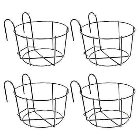 4 stk. hængende rækværksplantekasser blomsterpotteholdere plantejernsstativer hegn metal potteholder monteret