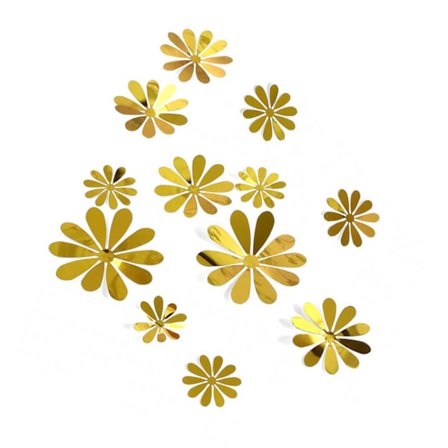 12-pack 3d væg dekoration blomster guld væg decal væg vægmaleri