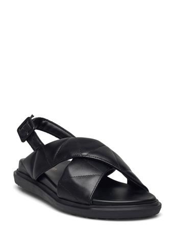 Biafrancine Quilt Sandal Shoes Summer Shoes Flat Sandals Musta Bianco
