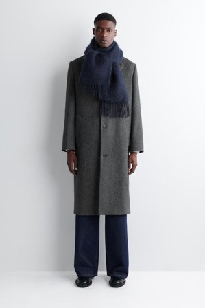 COS Men's Fringed Mohair Scarf in Blue