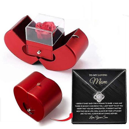 Halskæde i hvidguld med ægte rose til min elskede Forever Rose Heart Box til min elskede (Søn halskæde sølv)