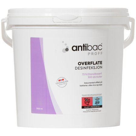 Antibac overflatedesinfeksjon 75 % kluter 300 stk