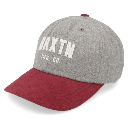 Brixton - Grå unconstructed Keps - Arden Medium Profile Cap Heather Grey/Burgundy Dad Cap @ Hatstore