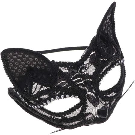 Pitsipuoliskas Pariskunnille Kettu Puoliskas Kasvot Vintage Puoliskas Kasvot Maskibaali Koristeet Halloweenille Mardi Gras Maskibaaliin 1kpl (Musta)