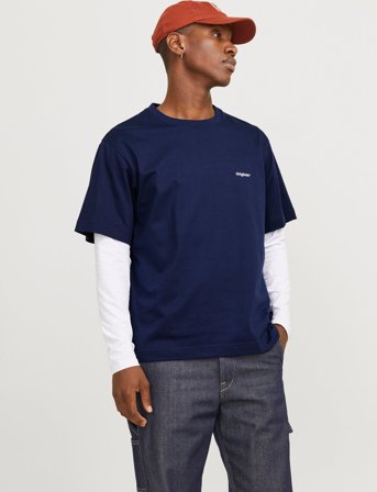 Jack & Jones Jorparos Easter Sketch Tee Ss Crew N Ln - Navy - XS