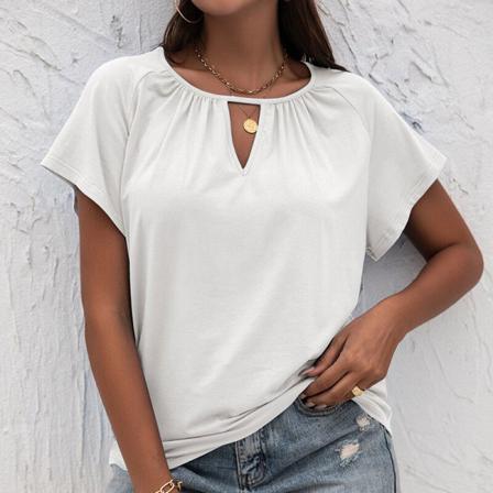 Kvinnor Enfärgad T-shirt Kortärmad Sommartopp