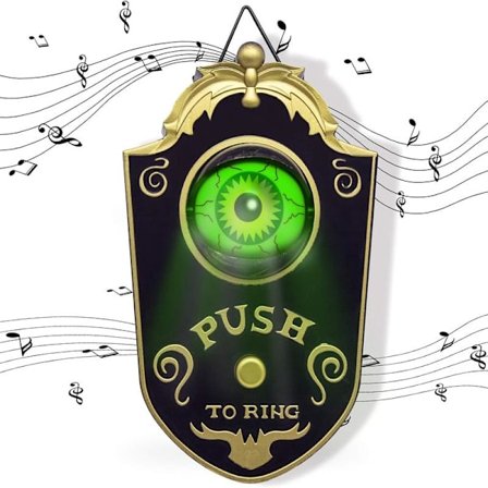 Läskig Halloween Enögd Dörrklocka Dekoration Dörrhängande Dörrklocka Ögonglob med Ljud (Svart)