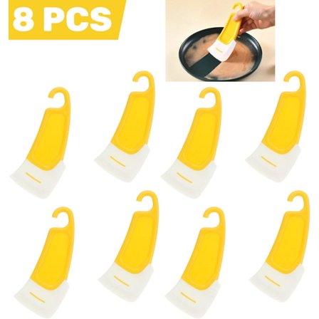 8-Styk Pakke - Gule Silikone Dejskrabere - Varmebestandige dejskrabere til rengøring af madrester efter bagning.