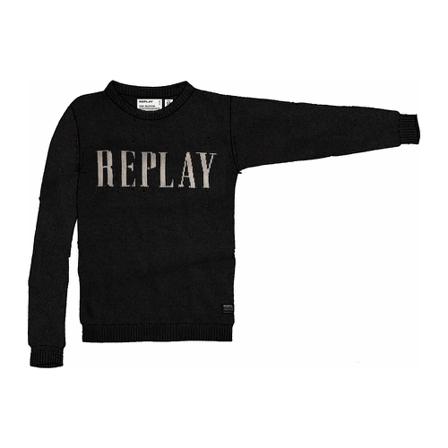 Replay Round-neck Strik Sort, Herre Strik