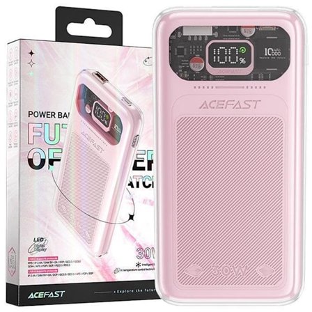Acefast Powerbank 10000mAh Sparkling Series hurtiglading 30W rosa (M1)