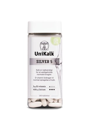 Unikalk Silver 5 Hvid 180 stk., Helse & Madvarer, Mineraler, Kalk