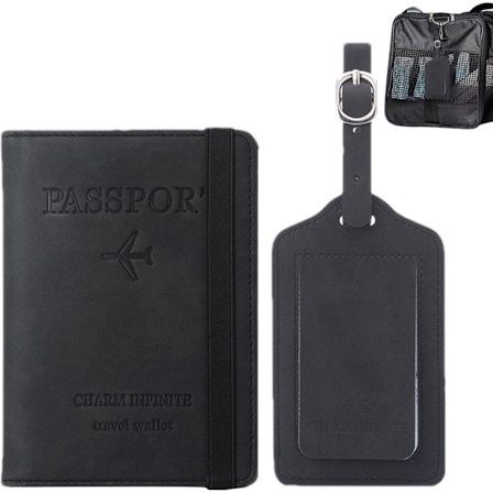 Passholder, kortholder, reisebeskytter og bagasjelappsett - Dame slanke reisetilbehør Reisevesker