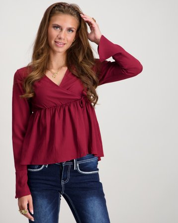 RYVLS Flounce L/S Blouse Rød Topper/Bluser Jente - Kids Brand Store