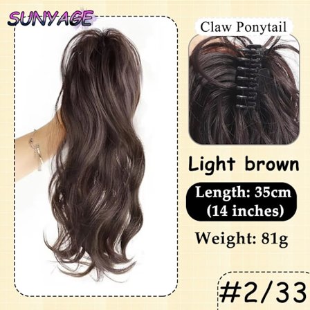 SUNYAGE synteettinen aaltoileva poninhäntäpidennys hiuslisäke Lyhyt kihara kynsinen poninhäntä naisille Lämmönkestävä poninhäntäklipsi väärennös