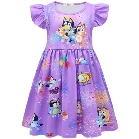 Flickor Bluey Kostym Prinsessa Festklänning Uppklädda Barn Flickor Äventyr Outfit Klä upp Kläder Purple 110cm