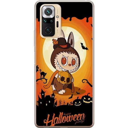 Yhteensopiva Puhelinkuori Xiaomi Xiaomi Redmi Note 10 Pro Halloween Cutie -aiheinen kuva, jossa söpö hahmo noita-hatussa ja kurpitsa täysikuun edes
