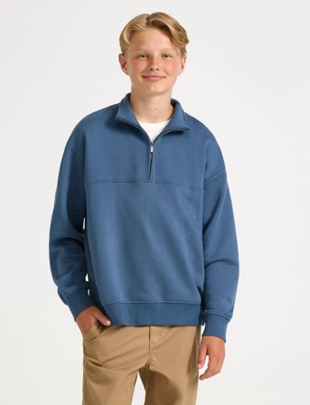 Lindex Sweater Halfzip Solid Cut N S - Blue - 128