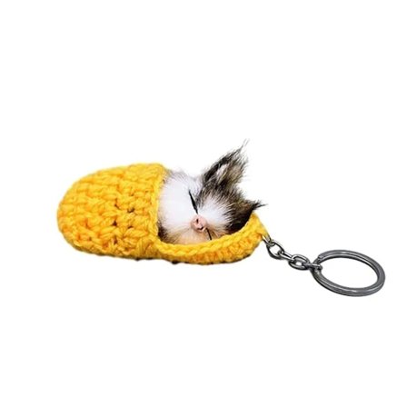 Söt sovande katt nyckelring Tofflor Cat plyschväska Tofflor Cat Pendant nyckelring