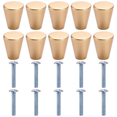 Sett med 10 skap knotter, skuff knotter med skruer for kommode skuffer gull kommode knotter for kjøkken, bad