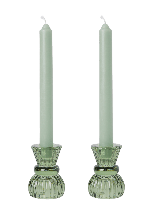 MANO ATELIER Gåvoset hög ljusstake och ljus, 2-pack Ljus & ljusstakar Grön ONESIZE