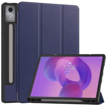 Til Lenovo Idea Tab Pro Case Tri-Fold Stand Cover med Pen Holder - Mørkeblå