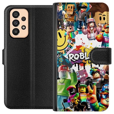 Kompatibelt Lommeboketui til Samsung Galaxy A33 5G Roblox graffiti collage med fargerike figurer, vibrerende mønstre og energiske elementer i en urba