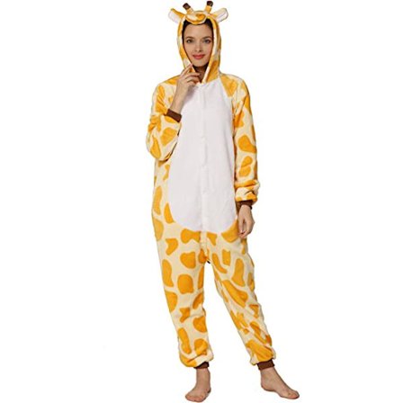 Unisex Voksen Pyjamas Dyrekostume Cosplay One Piece Pyjamas (Giraf med lynlåsversion)-L