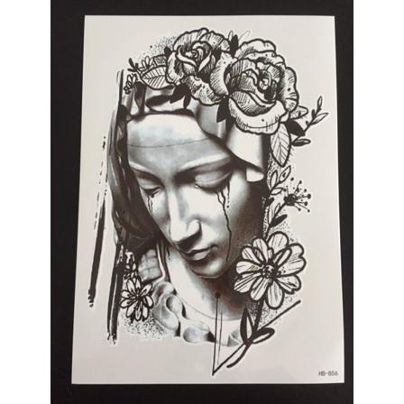 Tillfällig Tatuering 21 X 15cm - Gråtande Maria