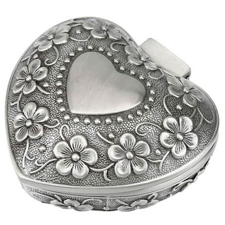 Mors Dag Present, Hjärtaformad Graverad Metall Smyckeskrin Retro