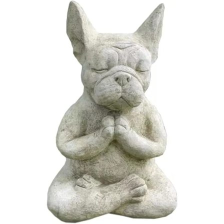 MINGZE Bulldog Buddha Statue, Indendørs og udendørs græsplænehavedekoration