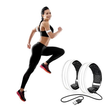 2-pakkauksen Ladattava LED-Ranneke – Korkean näkyvyyden juoksuvalot