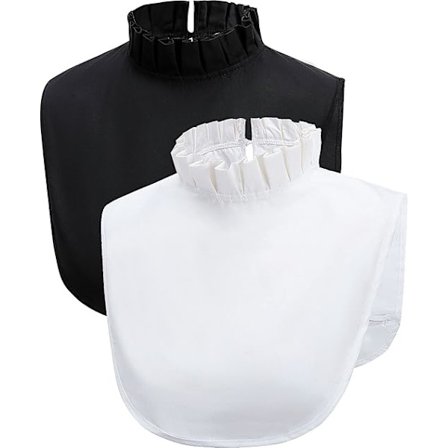 2 st. Kvinnors Falska Krage Skjorta Dekoration, Avtagbar Mid-Length Skjorta, Svart och Vit, Dam Solid C