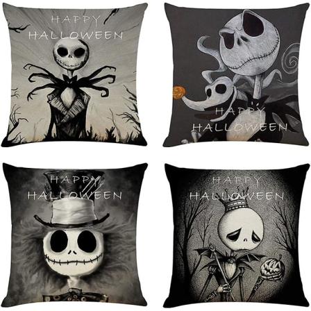 4 stk 18"x18"" Pyntekutt Putetrekk Halloween Dekorative Sofaputetrekk Bomullslin Pute Kvadratisk Putetrekk"
