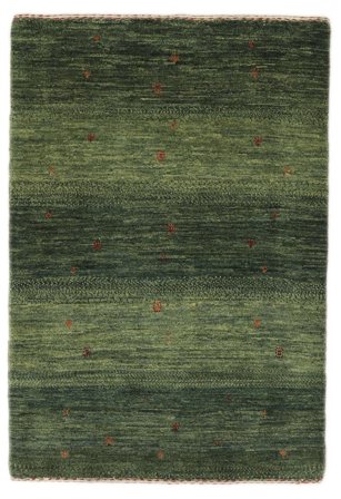 Noué À La Main Loribaft Fine Persan Tapis 80X117 De Laine Noir/Vert Foncé Petit