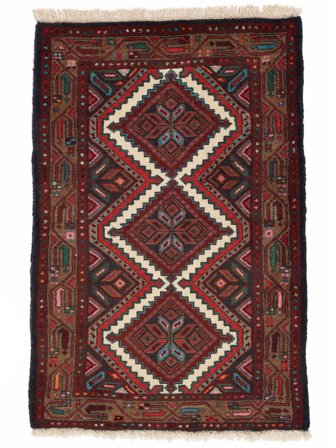 Handgeknoopt Perzisch Hamadan Vloerkleed 78X116 Zwart/Donkerrood